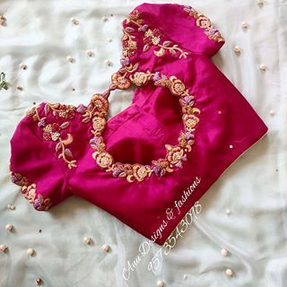 Anu Designs & Fashions (@anu_designs_and_fashions) • Instagram photos and videos Pink Blouse Designs, Silk Saree Blouse Designs Patterns, Blouse Designs High Neck, Pattu Saree Blouse Designs, Traditional Blouse Designs, Maggam Works, Cutwork Blouse Designs, Blouse Back Neck Designs, Blouse Designs Indian