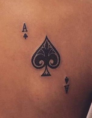 Spade Tattoo Men, Ace If Spade Tattoo, Spade Finger Tattoo, Ace Of Spades Tattoo Behind Ear, Ace Symbol Tattoo, Ace Up My Sleeve Tattoo, Pocket Aces Tattoo, Vegas Themed Tattoos, Ace Of Spades Tattoo Men