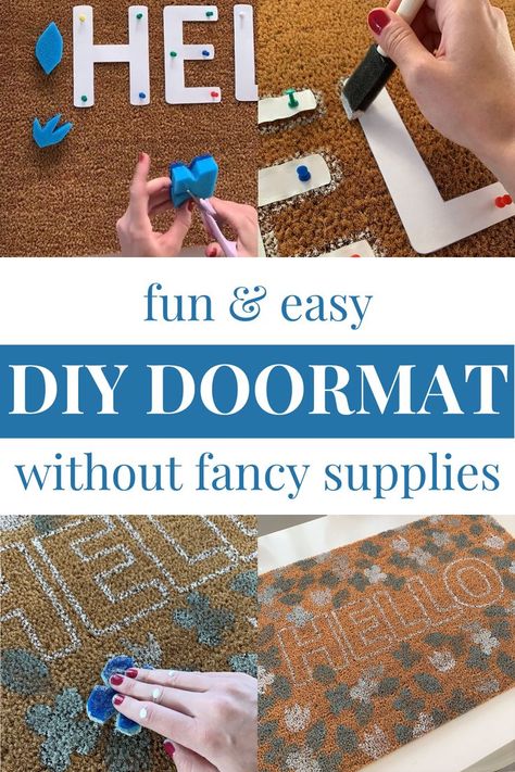 Fun & Easy DIY Doormat Diy Doormat Ideas, Painted Doormat, Doormat Diy, Easy Renovations, Doormat Design, Doormat Ideas, Diy Doormat, Door Mat Diy, Cheap Diy Home Decor