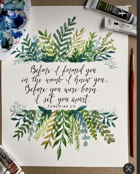 Bible Verse Watercolor Art, Watercolor Bible Verses Art, Bible Verse Paintings, Scripture Drawings, Bible Verse Watercolor, Christian Art Painting, Bible Verse Jeremiah, Bible Painting, Bible Verse Painting