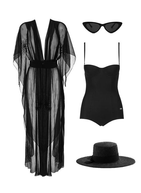 Goth Bathing Suit Aesthetic, Goth Swimsuit Aesthetic, Goth At Beach, Gothic Vacation Outfits, Goth Pool Outfit, Goth Pool Party, Gothic Bathing Suits, Gothic Beach Outfit, Beach Goth Aesthetic