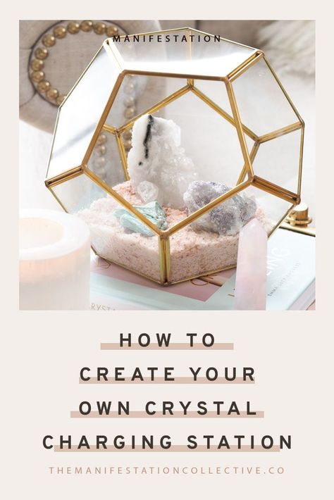 If you've ever wondered how to charge your crystals, then why not build your own crystal charging station like I have here! Click through to see how to cleanse and charge your crystals if you are a spiritual newbie and want to learn more about manifestation Crystal Living Room Ideas, Charge Crystals How To, Crystals To Have In Your Home, Charging Your Crystals, How To Display Your Crystals, Crystal Recharging Station, Crystal Charging Bowl, Ideas For Displaying Crystals, Terrarium Ideas With Crystals