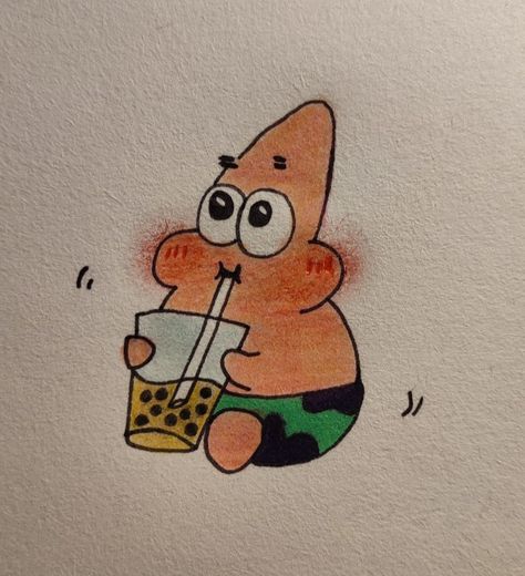 Patrick Star & booble tea Boba Tea Drawing, Patrick Star, Drawings For Kids, Cute Doodles Drawings, Doodles Drawings, Boba Tea, Art Drawings For Kids, Doodle Drawings, Bubble Tea