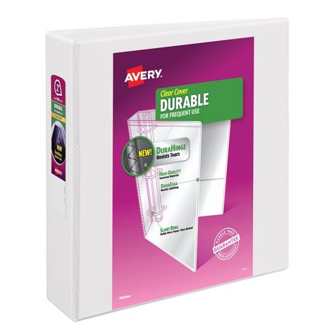 Avery 2" Durable View Binder, Slant Rings, White, 500 Sheets 2 Inch Binder, White Binder, Binder Accessories, Linen Pattern, Avery Labels, Sheet Protectors, Lectures Notes, Binder Covers, 3 Ring Binders