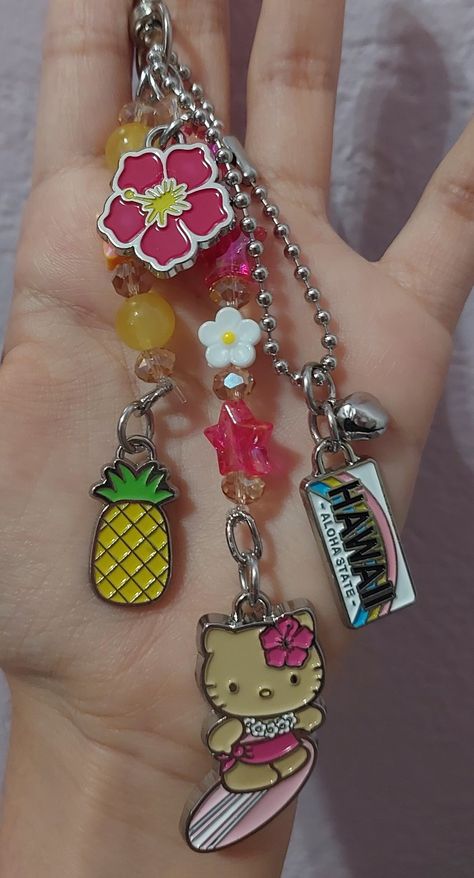 I absolutely love and adore this one!!!!!  It was a simple keychain from Hawaii my grandma got me with just the charms you see. Using those charms I made this! I absolutely love it!    Tags: #melaniemartinez #trilogytour #bracelets #handmade #portals #k12 #crybaby #extraclutterep #afterschoolep #aftershcool #extraclutter #dollhouseep #dollhouse #concert #melanie #mel #fairy #faerie #lyrics #songs #music #fairycore #necklace #ocean #sea #necklace #seaturtle #turtle #pink #blue #starfish #dolphin Summer Keychains, Hawaii Bracelets, Hawaii Keychain, Hawaii Hello Kitty, Simple Keychain, Fairycore Necklace, Nightwing And Starfire, Blue Starfish, Hello Kitty Keychain