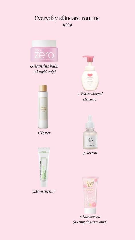 everyday skincare routine Japanese Skincare Routine, Everyday Skincare Routine, Korean Beauty Routine, Korean Skin Care Secrets, Everyday Skin Care Routine, Haut Routine, Everyday Skincare, Skin Advice, Tips Skincare