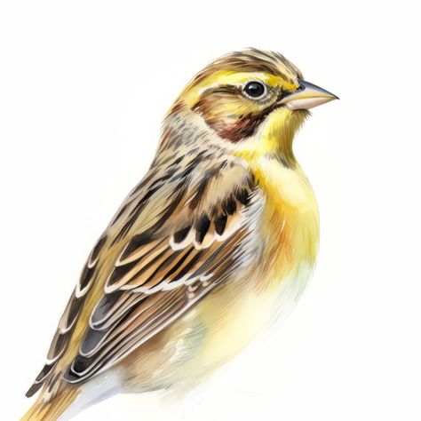 Bird Digital Art, Bunting Bird, Bird Portrait, Art Watercolor Painting, Photoshop Painting, World Of Art, Yellow Bird, Paintings Art Prints, Vintage Birds