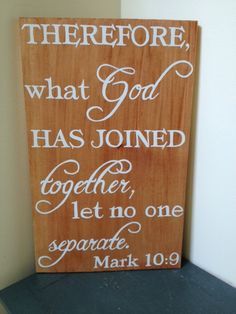 ready to ship What God has Joined together let no one separate by MamaHessPainting, $30.00, Mark 10:9 What God Has Joined Together, Christ Centered Wedding, Wedding Sign Wood, Wedding Vow Renewal Ceremony, Renewing Vows, Mark 10 9, Wedding Renewal, Renewal Wedding, Vow Renewal Ceremony