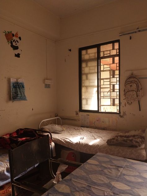 Sunshine, dorm room, study room, aesthetic, window, bed Hostel Snap, Hostel Decor, Tom X Jerry, Delhi College, Hostel Life, Student Hostel, Vision 2024, Indian Coast Guard, Hostel Room