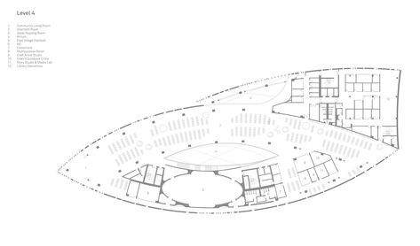 Gallery of Calgary Central Library / Snøhetta - 22 Library Floor Plan, Library Plan, Central Library, Ceiling Design Bedroom, Education Architecture, University Campus, Design Bedroom, Architectural Design, Architecture Project