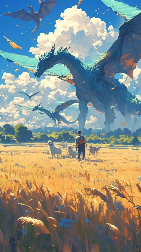 Anime Landscapes Aesthetic, Dragon Landscape Art, Fantasy World Wallpaper, Fantasy Landscape Illustration, Fanasty Landscape, Dnd Art Landscape, Dragon Landscape, Dragon Wallpaper Aesthetic, Fantasy World Aesthetic