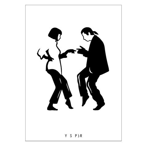 Pulp Fiction Illustration, Pulp Fiction Tattoo, Music Cards, Pulp Fiction Art, Mirror Ideas, Leather Ideas, Uma Thurman, Silhouette Portrait, Stencil Art