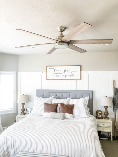 Bedrooms With Ceiling Fans Ideas, Farmhouse Fan Ceilings, Hunter Ceiling Fans With Light, Master Ceiling Fan, Bedroom With Ceiling Fan Ideas, Ceiling Fan Ideas Bedroom, Ceiling Fan With Lights For Bedroom, Ceiling Fans With Light Master Bedrooms, Living Room Fans With Lights