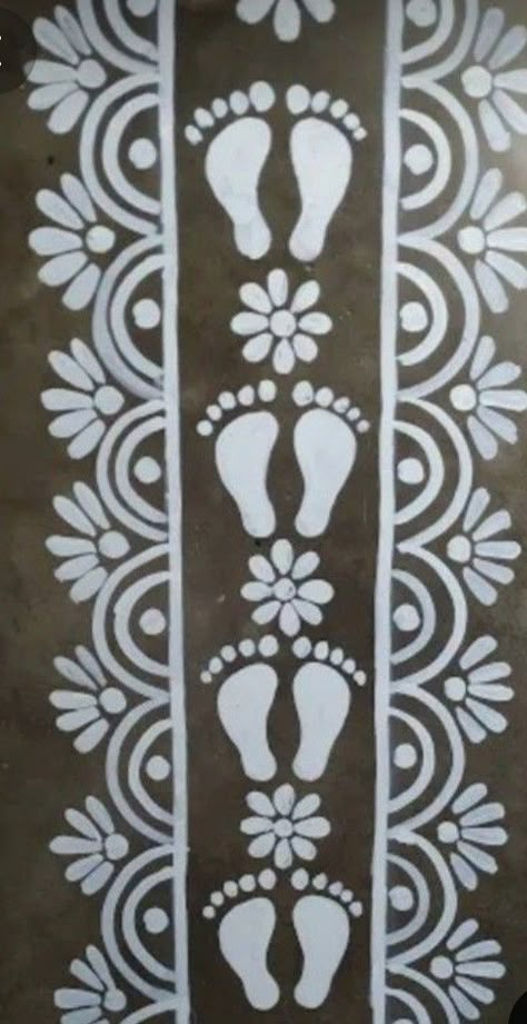 Alpona Borders, Line Alpona Design, Alpona Design Simple, Diwali Alpona, Alpana Designs Bengali Border, Rajasthani Rangoli, Simple Alpona Design, Paint Rangoli, Alpana Designs