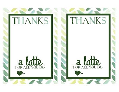 starbucks giftcard holder thanks a latte megan houghton magnolia paper design Thanks A Latte Free Printable, Starbucks Teacher Gift, Starbucks Gift Card Holder, Free Starbucks Gift Card, Latte Starbucks, Coffee Gifts Card, Teacher Appreciation Printables, Teacher Gift Card, Appreciation Printable