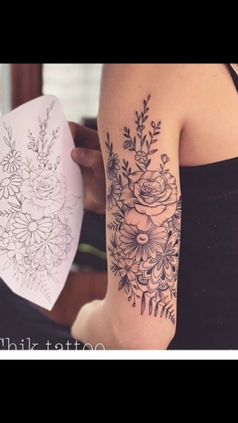 The placement of this one! Flower Mandala Tattoo, Flower Tattoo Drawings, Tattoo Trend, Beautiful Flower Tattoos, Butterfly Tattoos, Diy Tattoo, Hand Tattoo, Pattern Tattoo, Disney Tattoos