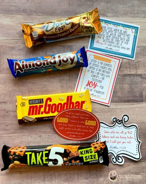 Scripture Treats Lds, M&m Favors Ideas, Candy Thank You Ideas, Bible Candy Scavenger Hunt, Scripture Candy Ideas, Candy Scripture Ideas, Lds Handouts With Treats, The Great Candy Pass Game, Pastor Appreciation Candy Gram