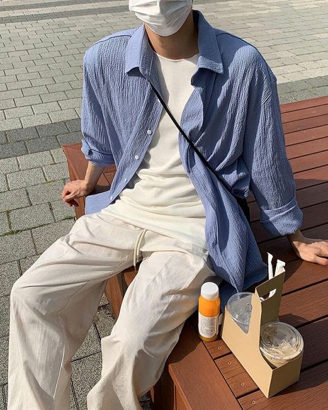 Men Pastel Outfit, Pastel Outfit Men, Soft Boy Aesthetic Outfits, Preppy Boy Outfits, Pastel Blue Outfit, Blue Outfit Men, Trousers Outfit Men, Softboy Outfits, Boys Aesthetic Outfits