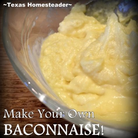 Homemade Bacon-Flavored Mayonnaise - BACONNAISE! Substitute some of the oil with softened bacon grease for an explosion of flavor. #TexasHomesteader Mayonnaise Homemade, Love Our Life, Homemade Thousand Island Dressing, Homemade Sandwich Bread, How To Make Mayonnaise, Homemade Bacon, Homemade Sandwich, Mayonnaise Recipe, Country Recipes