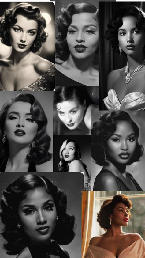 vision board Vintage 50s Photoshoot, 50s Photoshoot Ideas Vintage Inspired, 1950 Photoshoot, 50s Black Women, Vintage Glamour Photoshoot, 50s Photoshoot, College Pics, 1950s Aesthetic, Photoshoot Theme