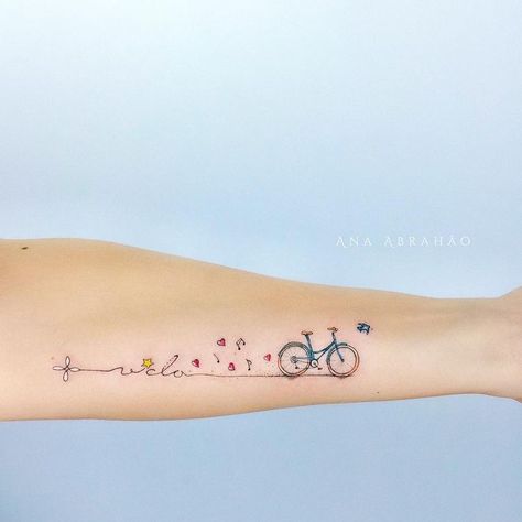 Tandem Tattoo, Bike Tattoo Ideas, Tattoo Bike, Cycling Tattoo, Bike Tattoo, Iron Man Tattoo, Gear Tattoo, Simple Bike, Bicycle Tattoo