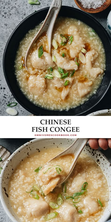 Asian Fish Soup Recipe, Asian Fish Soup, Shrimp Congee, Fish Congee Recipe, Friday Meal Ideas, Chinese Fish Soup, Chinese Fish Recipes, Cantonese Dishes, Fish Porridge