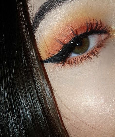 Light Orange Makeup, Orange And Navy Makeup, Black And Orange Makeup, Burn Orange Eye Makeup, Black And Orange Eye Makeup, Orange And Black Makeup, Orange Make Up, Orange Black Makeup, Ateez Makeup Inspired