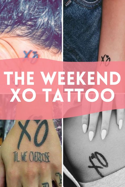 Best XO Tattoo Ideas & Weekend Designs - TattooGlee Xo Tattoo On Neck, The Weeknd Inspired Tattoos, Xo Tattoo The Weeknd, The Weeknd Tattoo, Xo Tattoo, Font Tato, Christian Sleeve Tattoo, Omerta Tattoo, Famous Tattoos