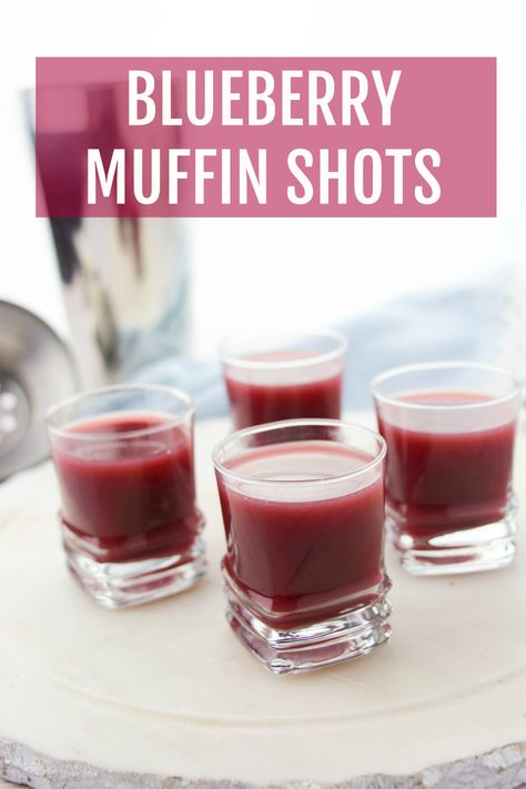 blueberry muffin shots recipe Breakfast Shots Alcohol, Blueberry Muffin Shot, Blueberry Moonshine, Target Party, Breakfast Shot, Jello Shooters, Shooter Recipes, Brunch Restaurant, Blueberry Vodka