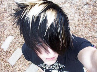 Blonde and black emo hair Blonde Emo Hair, Black Emo Hair, Emo Hairstyles For Guys, Emo Boy Hair, Emo Haircuts, Emo Hairstyle, Emo Scene Hair, Anime Boy Hair