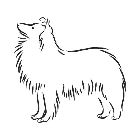 Sheepdog Tattoo, Dog Line Art, Sheltie Dogs, Dog Line, Dog Icon, Clipart Free, Silhouette Illustration, Rough Collie, Herding Dogs