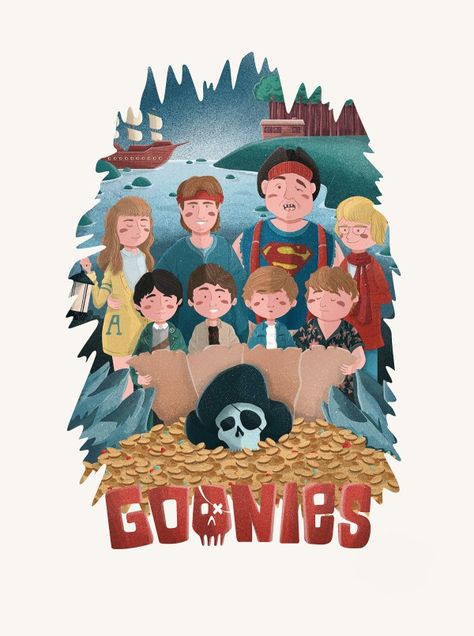 maria-suarez-cartel-alternativo-poter-goonies Goonies Movie Poster, Los Goonies, Les Goonies, Goonies Movie, Goonies 1985, Art Geek, The Goonies, 90s Movies, Pop Culture Art