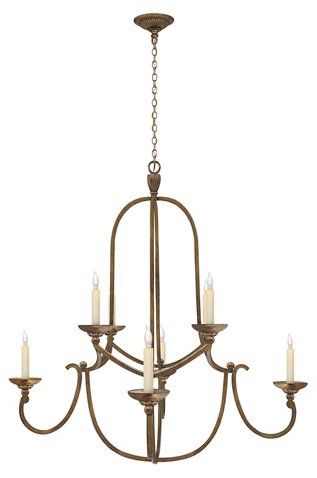 Flemish Two-Tier Chandelier, Gilded Iron - A French Farmhouse Kitchen - Week 22 - Sales Events 2019 | One Kings Lane Entry Chandelier, French Farmhouse Kitchen, Beaded Candle, Antler Chandelier, Tier Chandelier, Ring Chandelier, Antique Brass Metal, Round Chandelier, Candle Style Chandelier