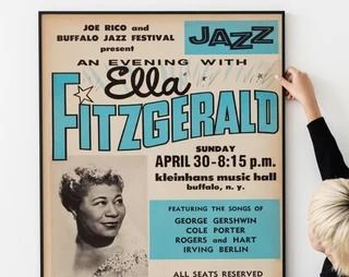 ArtZonePlus - Etsy Jazz Wall Art, Jazz Poster, Band Poster, Cool Jazz, Ella Fitzgerald, Look Retro, Jazz Band, Jazz Club, Music Decor