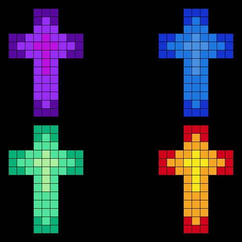 Simple Cross Perler Bead Pattern | Bead Sprites | Misc Fuse Bead Patterns Perler Beads Cross, Bible Pixel Art, Christian Perler Bead Patterns, Perler Creations, Fuse Bead Patterns, Photo Pattern, Kandi Patterns, Bead Sprite, Beaded Cross