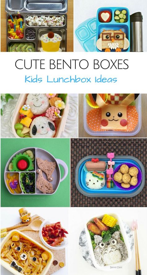 Cute Bento Lunch Box Ideas for Kids. Fun school lunch ideas! Fun School Lunch Ideas, Cute Bento Lunch, Bento Lunch Box Ideas, Lunch Box Ideas For Kids, Box Ideas For Kids, Fun Kid Lunch, Kotak Bento, Kids Lunch Box Meals, Bento Box Lunch For Kids