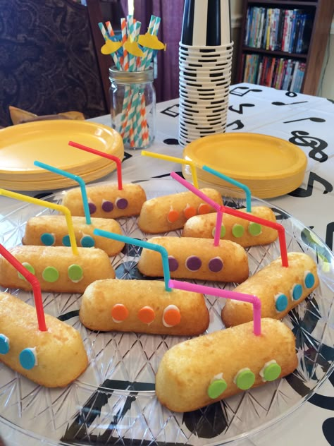 Yellow Submarine Decorations, Beatles Bday Party, Beatles Party Favors, Submarine Party Ideas, The Beatles Birthday Party Ideas, Diy Beatles Decor, Beatles One Birthday, Submarine Theme Party, The Beatles Theme Party