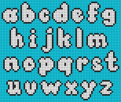 Cross Stitch Bubble Letters, Pixel Art Pattern Letters, Pixel Font Alphabet, Pixel Art Letters Fonts, Alpha Patterns Alphabet, Perler Letters, Alpha Pattern Fonts, Perler Bead Letters, Alpha Pattern Alphabet