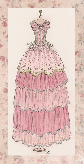 Jennelise: Drawing Dresses Dress Drawing, Dress Forms, Vintage Inspiration, Vintage Couture, Rose Art, Everything Pink, Moda Vintage, Girly Art, A Frame