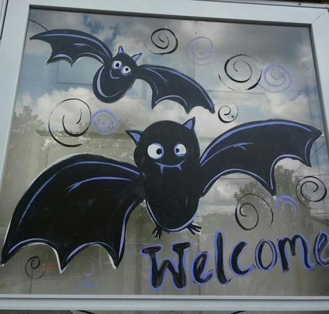 Window Mural Painting Wall Art, Halloween Window Marker Art, Spooky Window Painting, Halloween Window Mural, October Window Painting, Ghost Window Painting, Halloween Window Chalk Art, Fall Window Art Ideas, Window Painting Ideas Halloween