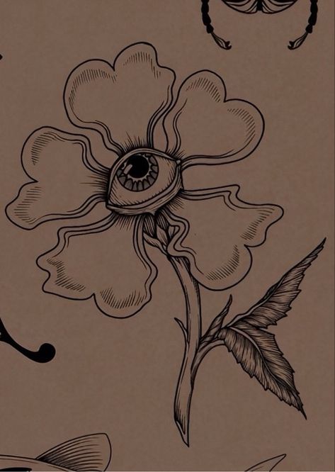 Flower With Face Drawing, Eye Flower Drawing, Simple Trippy Drawings, Trippy Drawings, Trippy Painting, Forest Plants, Doodle Tattoo, Spiritual Artwork, Poke Tattoo