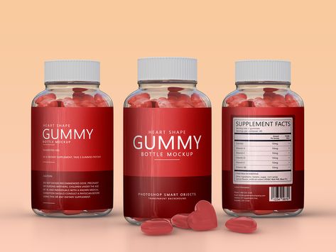 Transparent heart shape gummy bottle label full mockup by the ministry of designs on Dribbble Vitamin Bottle, Supplement Bottles, Transparent Heart, Business Branding Inspiration, Jar Mockup, Delta 8, Multi Vitamin, Bottle Packaging, Bottle Mockup