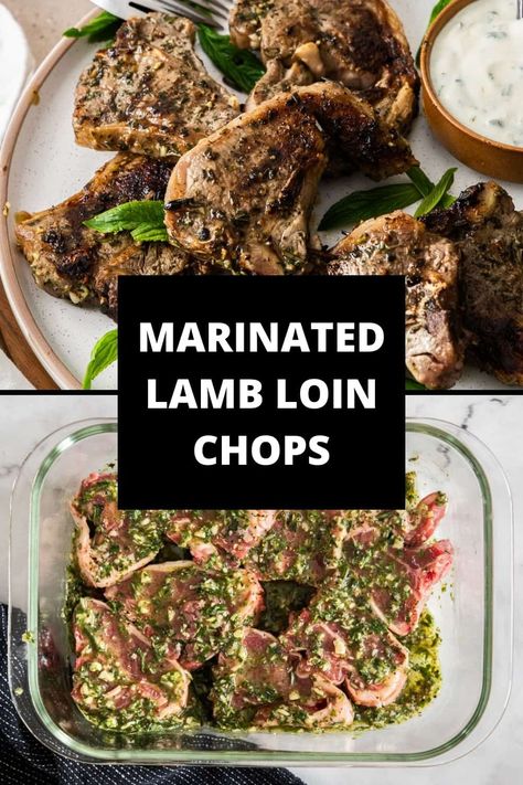 You will love these delicious Marinated Lamb Loin Chops. Tender and succulent, they are full of flavour, easy to prepare and quick to cook. A Mediterranean inspired herb and spice marinade transforms plain lamb loin chops into a special meal which the whole family will enjoy. Dinner is made easy with this recipe. Lamp Loin Chop Marinade, Lamp Chop Marinade, Lamb Chop Loin Recipes, Lamb Chop Recipes Crockpot, Lamb Loin Chops Oven, Indian Lamb Recipes, Lamb Marinade Recipes, Lamb Chop Dinner Ideas, Lamb Dinner Recipes