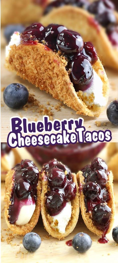 Blueberry Cheesecake Tacos - Sugar Apron Easy Blueberry Cheesecake Tacos, Blueberry Cheesecake Cake Recipe, Pumpkin Cheesecake Tacos, Taco Party Desserts, Banana Pudding Cheesecake Tacos, Apple Cheesecake Tacos Recipe, Blueberry Cheesecake Tacos, Mini Cheesecake Tacos, Loaded Cheesecake Tacos