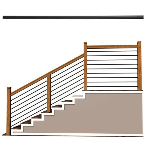 Stair Accessories You'll Love | Wayfair Hand Railing, Metal Stair Railing, Stair Balusters, Bar Rail, Iron Balusters, Metal Stairs, Stair Remodel, Stair Tread, Side Porch