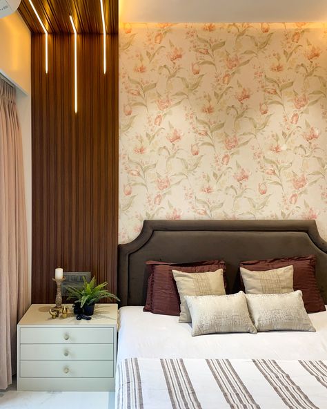 Bed Wall Panelling, Bed Wall Panelling Design, Bedroom Back Wall, Bed Back Wall, Wall Panelling Design, Pvc Wall Panels Designs, Wall Cushion, Panelling Design, Wooden Wardrobe Design