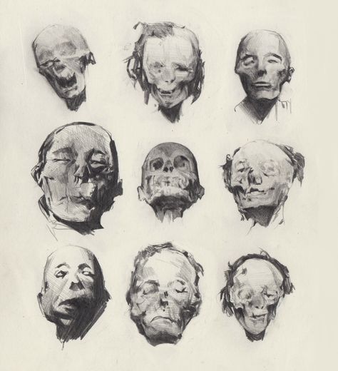 ArtStation - mummy head studies and explorations, Jessica Taylor Head Studies, Arte Zombie, Draw Faces, Anatomy Art, Art Block, Creature Design, Horror Art, Art Reference Photos, Halle