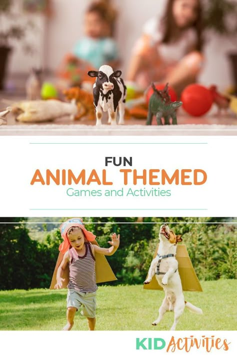 A collection of fun animal themed game and activity ideas for kids. #KidActivities #KidGames #ActivitiesForKids #FunForKids #IdeasForKids Zoo Summer Camp Theme, Outdoor Animal Activities Preschool, Simon Says Animals Game, Animal Birthday Activities, Animal Games Preschool, Animal Theme Games, Animal Gym Games, Party Animal Games, Animal Games For Kids Classroom