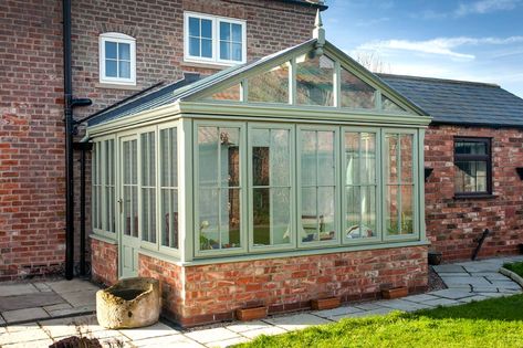 Painted Conservatory, Grey Conservatory, Green Conservatory, Green Sunroom, Conservatory Interior, Conservatory Decor, Glass Conservatory, Conservatory Design, Veg Patch