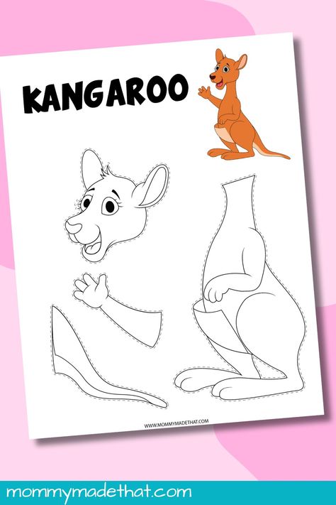 Kangaroo Craft Template (Free Cut & Paste Printable) Kangaroo Template Free Printable, Kangaroo Crafts For Toddlers, Kangaroo Craft, Kangaroo Art, Australia Kangaroo, Easy Activities, Free Preschool, Applique Pattern, Templates Printable Free